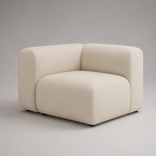 Loungesessel mit Polyester-Bouclébezug, abgerundete Form, Cremeweiß, 105 × 96 × 74 cm