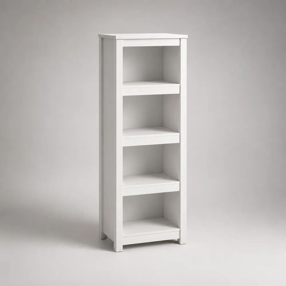Bücherregal Standregal aus MDF, Weiß, 40 × 30 × 120 cm, mit 4 offenen Ablagefächern