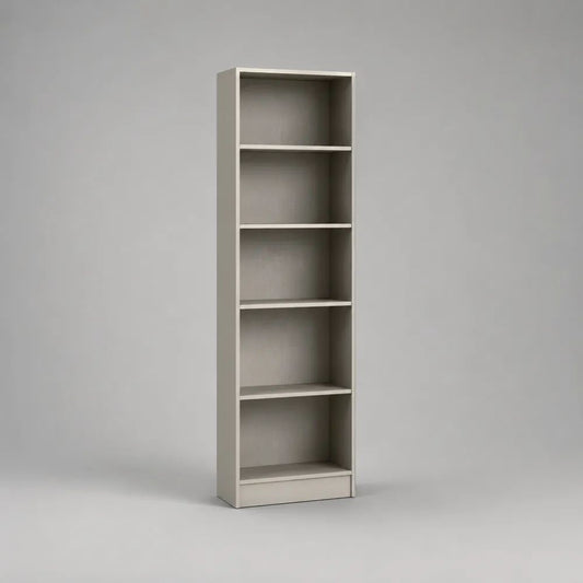 Bücherregal, Standregal aus Holz, 5 offene Fächer, Hellgrau, 40 × 24 × 180 cm
